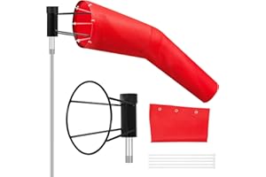Threlaco 8" X 36" Airport Windsock Heavy Duty and 8" Ball Bearing Frame,Wind Socks for Outside,All Weather, Waterproof, UV Fade Resistant Ideal for Airport,Helipads,Industrial,No Pole Included