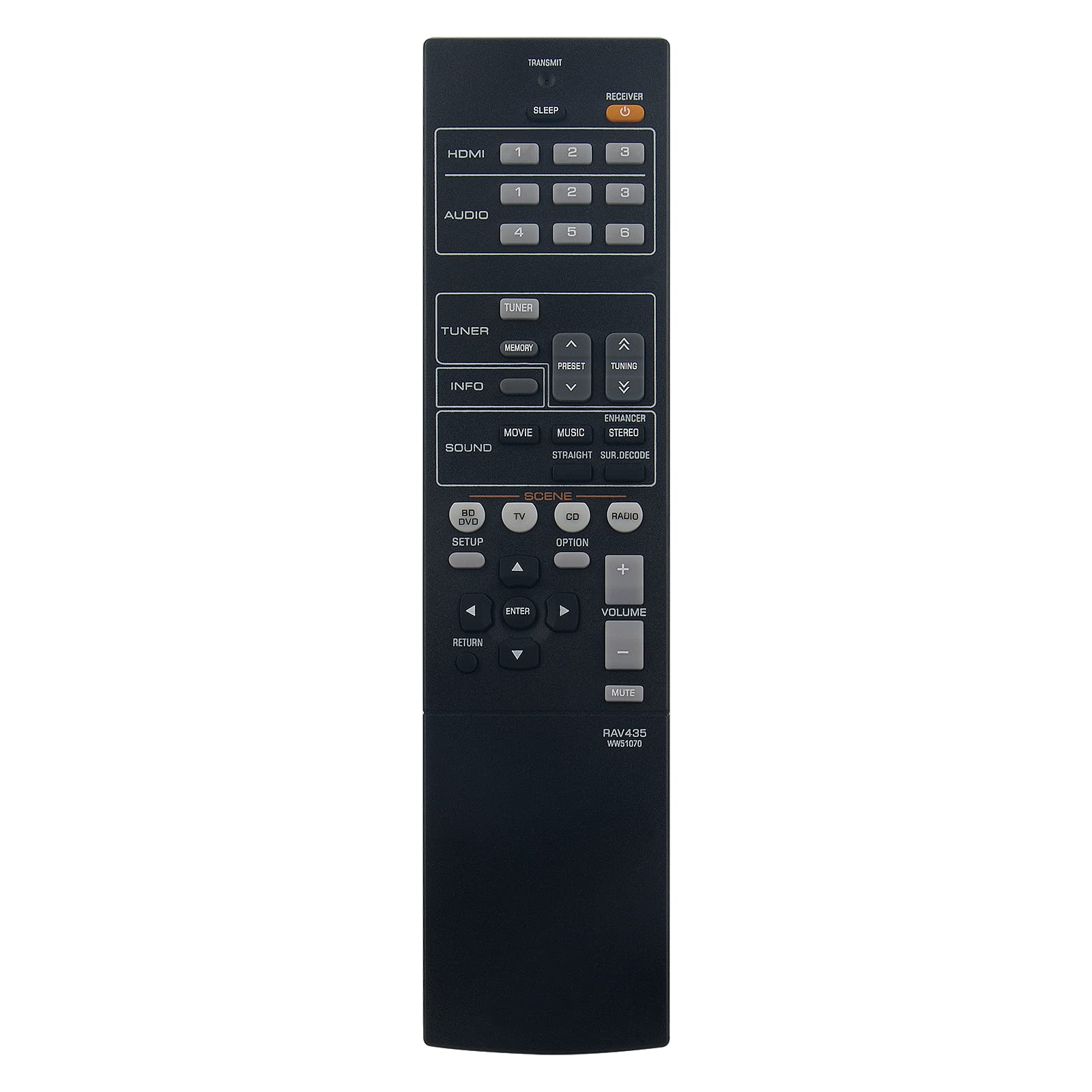 New RAV435 WW51070 Remote Control Replacement -RAV435-WW51070 AV Receiver Replace Remote Control fit for YAMAHA Home Theatre RAV435 WW51070 HTR-2064 HTR-2064SZ YHT-196 RAV435-WW51070 Remote Controller