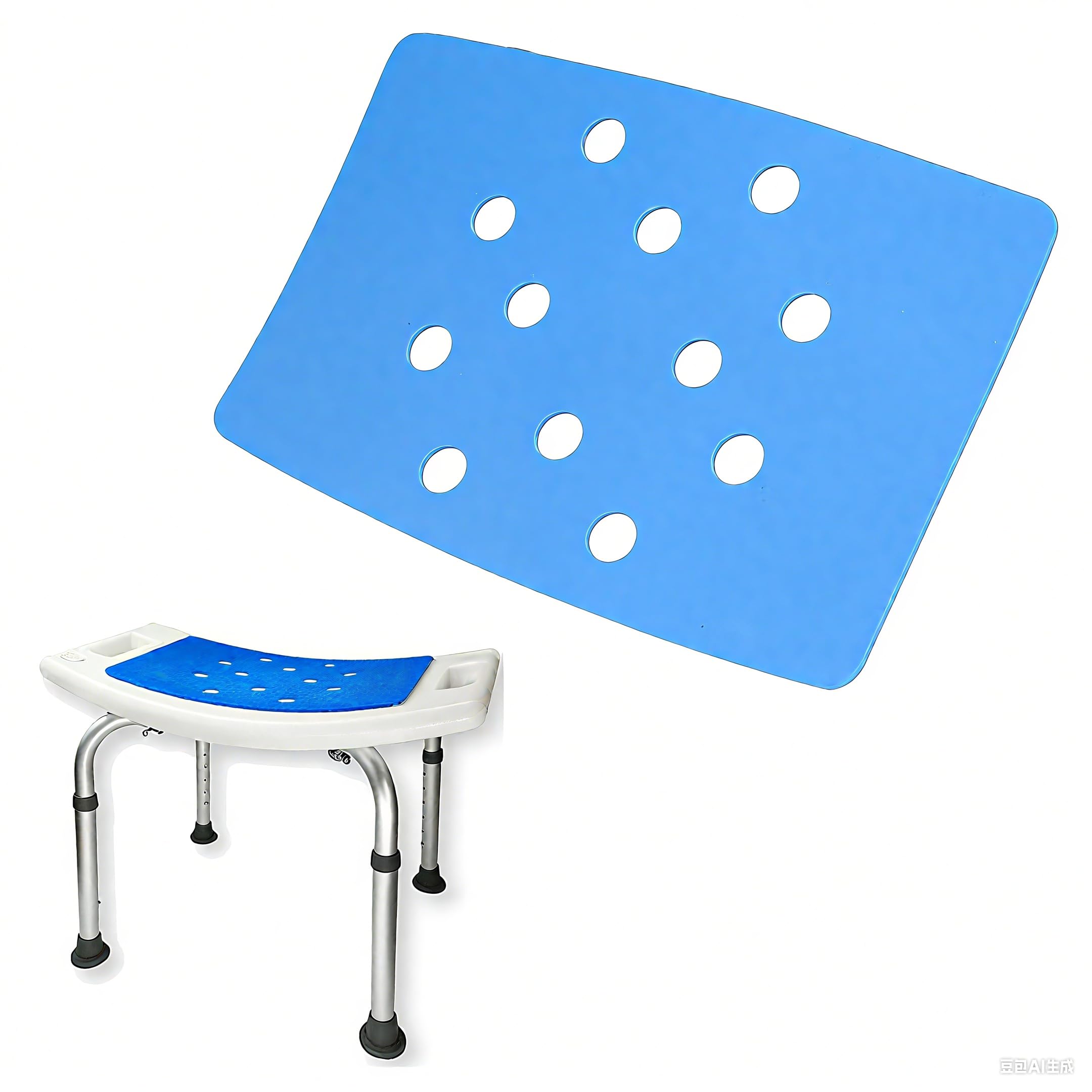 Shower Chair Cushion, Stickable Bath Seat Cushion EVA Soft Foam Shower Chair Pad Portable Bench Cushion Shower Seat Cushion Waterproof for Elderly Senior Handicap