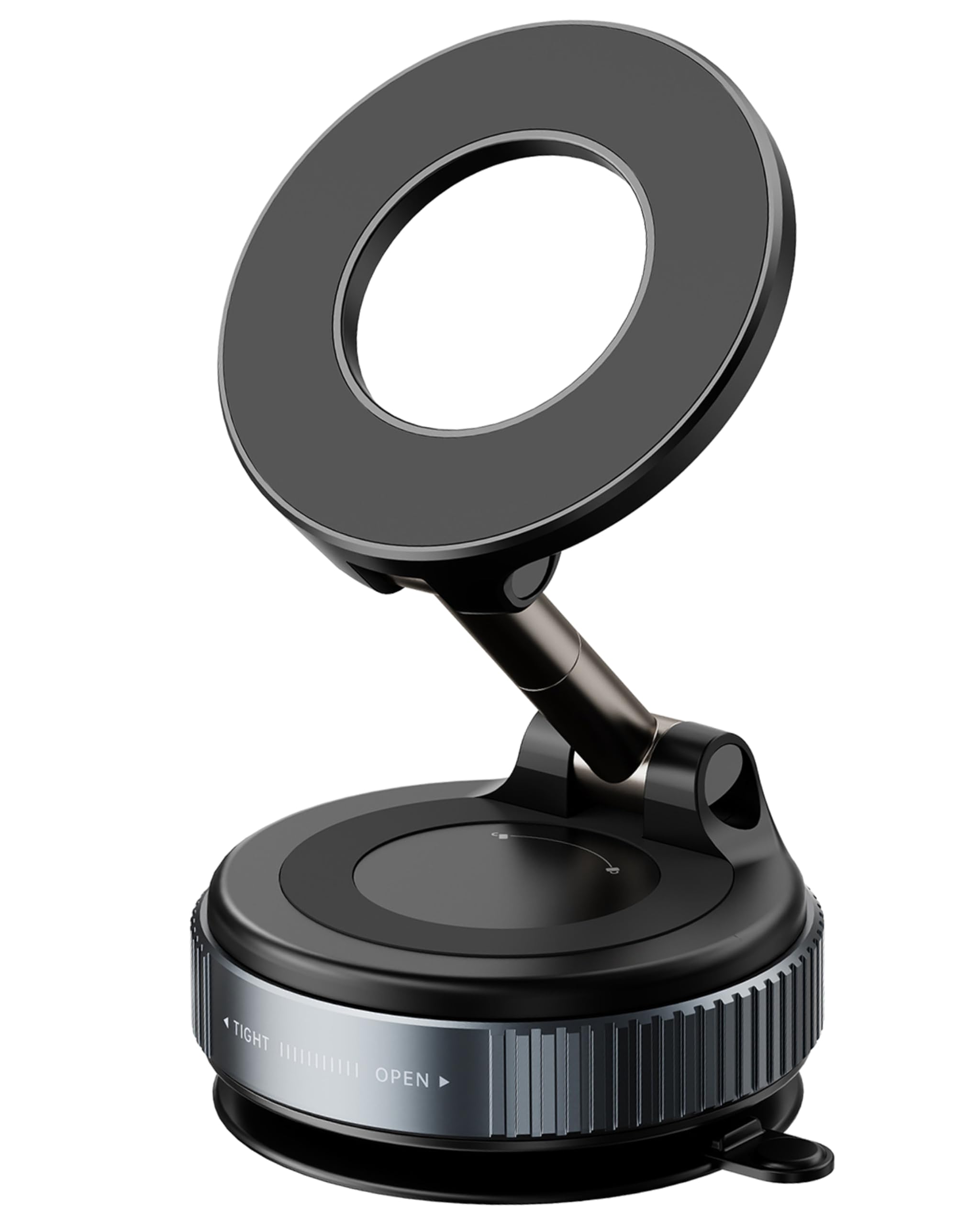 MARUVI Vacuum Magnetic Phone Holder for Car,2800gf Strong Magnetic Phone Mount,360° Adjustable & Reinforced Suction Cup for Dashboard/Mirror,Car Phone Holder Compatible with iPhone Androi（Deep Black）