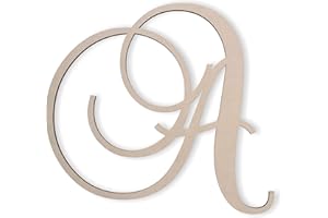 Jess and Jessica Wooden Letter A, 4" Long x 1/4" Thick – Large Wooden Letters for Wall Decor, Unfinished Monogram Cursive Large Letters for Wall Decor or Kids' Nursery Design - Brock Script Font