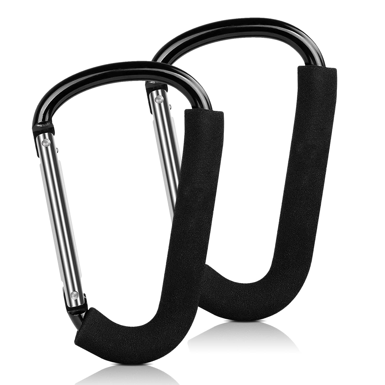 Universal Large Buggy Clips,pram Clips,pram Hooks Metal,Carabiner Stroller Hook,Pushchair Hook Clip,Extra Strong Baby Stroller Hooks Clip for Hanging Purses,Diaper Bag,Shopping Bags(2pcs)