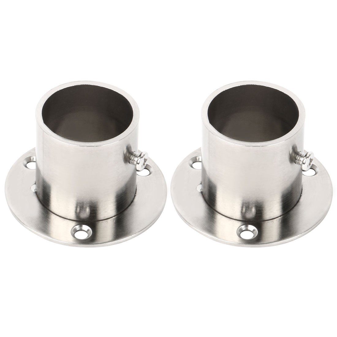 Sourcingmap Stainless Steel Cabinet Clothes Closet Rod Bracket Holder Flange Socket 32mm Dia 2 Pcs