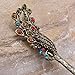 Qiyun vintage antique brass metal vivid peacock bird multi-colored crystal bead women's hair accessory decorative hair pin stick for long hair with tassel