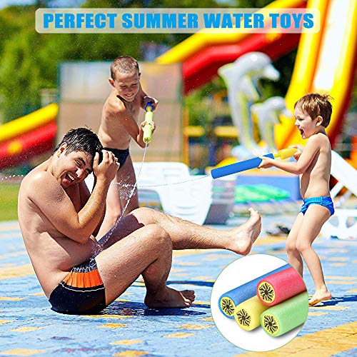Creatck Water Gun, 4 Pack Water Guns for Kids Soft Foam Water Blaster Summer Pool Toys for Child Adults - Family Game Expert (Ramdon Color Handle)