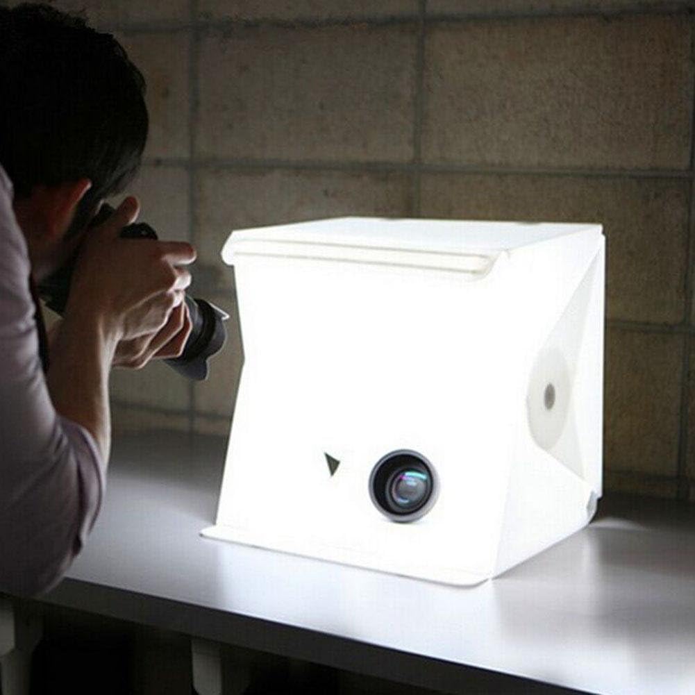 Mini Folding Photo Studio Kit, Portable Photography Home Studio Box with LED Light Strips, Take Pictures Like a Pro with a DSLR Camera or Smartphone (White & Black Backdrops)