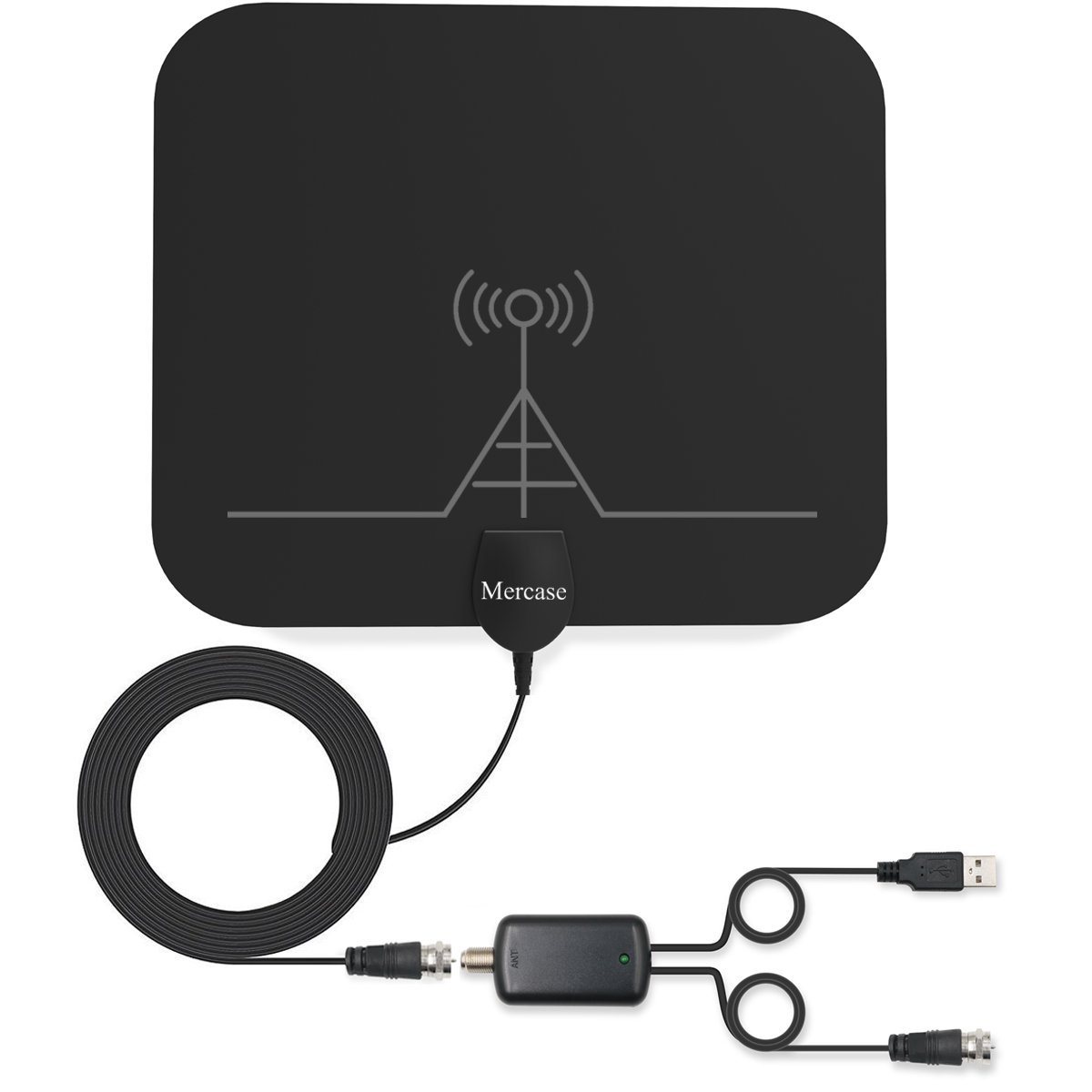 TV Antenna, Mercase 60 Miles Range Indoor High Reception Channels Smart TV Antenna for Digital Television with Detachable Amplifier Signal Booster,13.2ft Coaxial Cable[4K 1080P Digital HDTV Freeview]