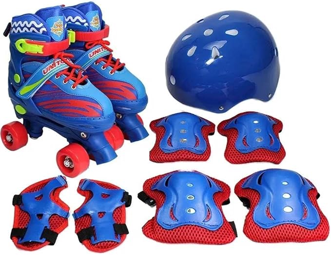 Patins 4 rodas Unitoys Com Kit Proteção - Azul 