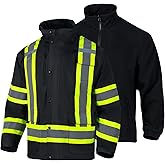 FONIRRA High Visibility Safety Jackets for Men 3-in 1 Hi Vis Reflective Winter Jacket Waterproof ANSI Class 3
