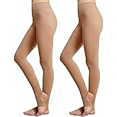 MANZI Women's Stirrup Tights Convertible Dance Tights Adult Women for Ballet Pack of 2