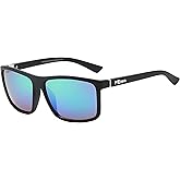 Piranha Reaction Classic Square Black Sunglasses with Blue Mirror Lens
