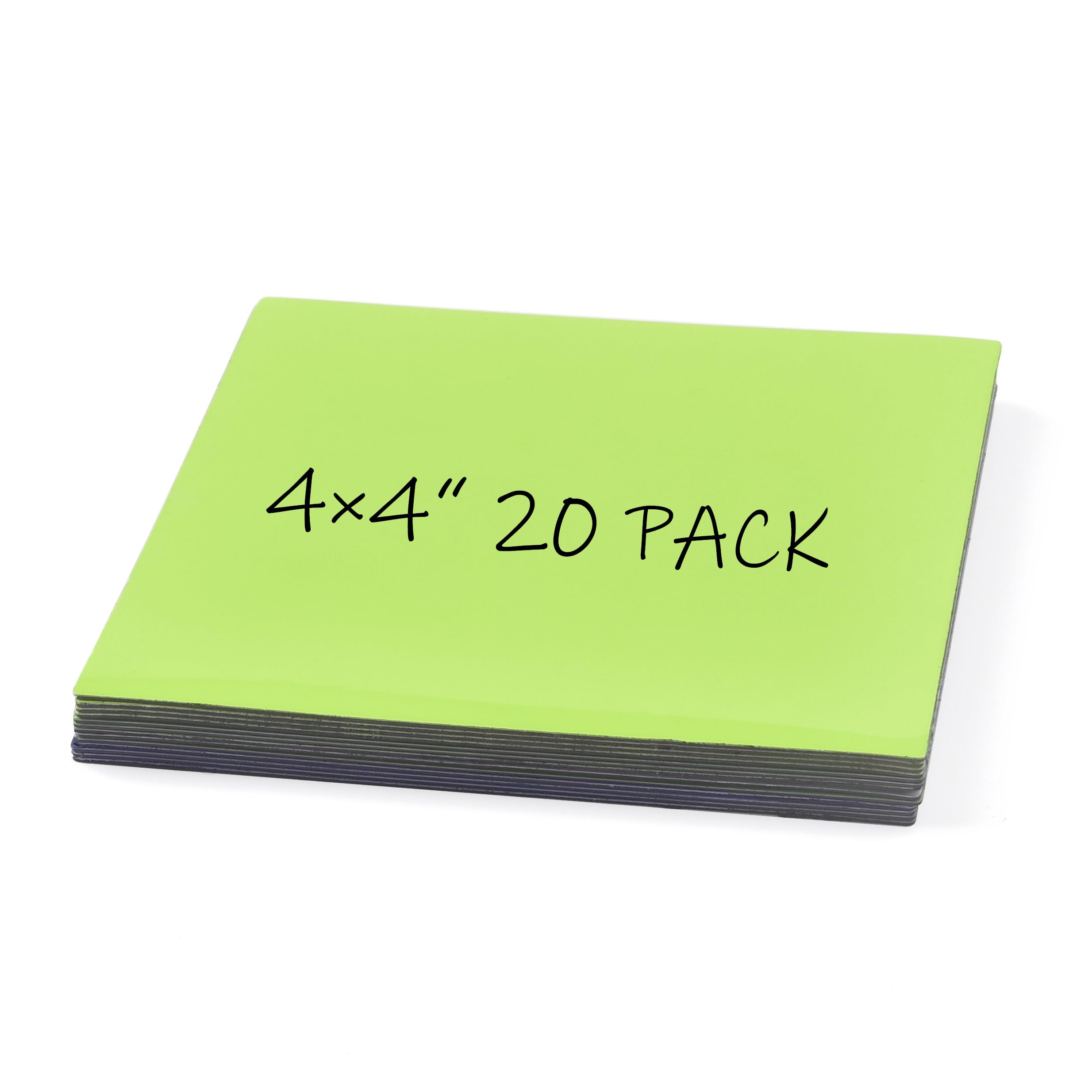 Realth Magnetic Dry Erase Labels | 20 Pcs 10CM x 10CM Green | Reusable Erasable Write | for Classroom Home Office Whiteboard Refrigerator Crafts Name Tags (RML3530G)