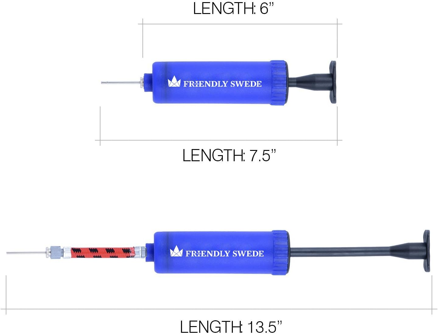 The Friendly Swede Sports Ball Pump (3 Pack), Needles and Nozzles Included (Blue + Green + Red) : Sports & Outdoors