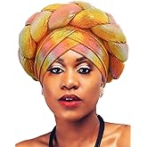 Woeoe Women African Turban Rose Red Braid Beanie Cap Headwear Pre-Tied Stretchy Twisted Head Turbans