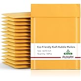 Fuxury Kraft Bubble Mailer 6x10 Inch 50 Pack,Strong Adhesion Padded Envelopes,Self Seal Bubble Envelopes, Waterproof Cushioned Bubble Mailers Packaging for Small Business,Bulk #0 Mailers Yellow
