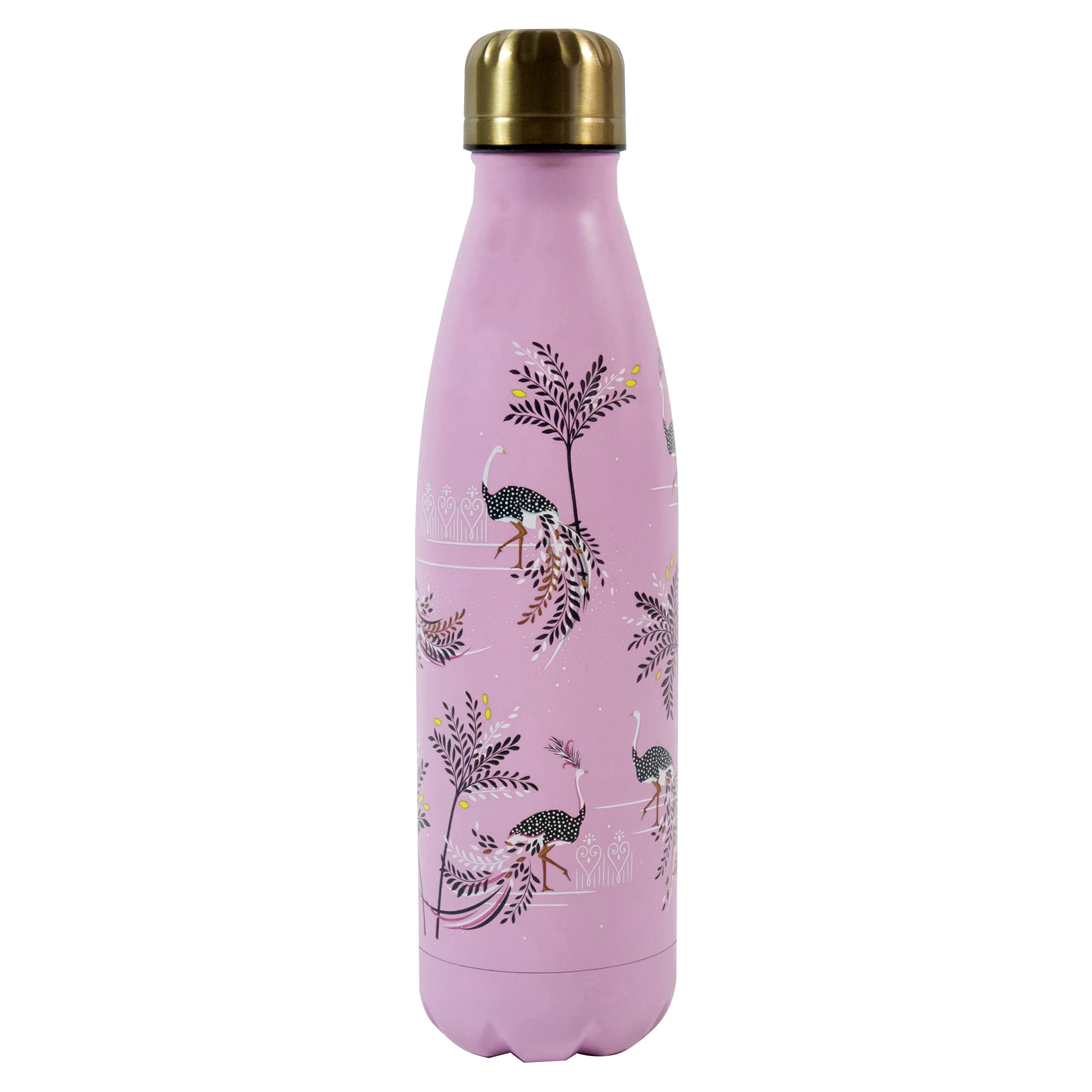 Sara Miller Savannah Pink Stainless Steel Water Bottle, height 26.5cm with screw top lid, keeps drinks cold or hot