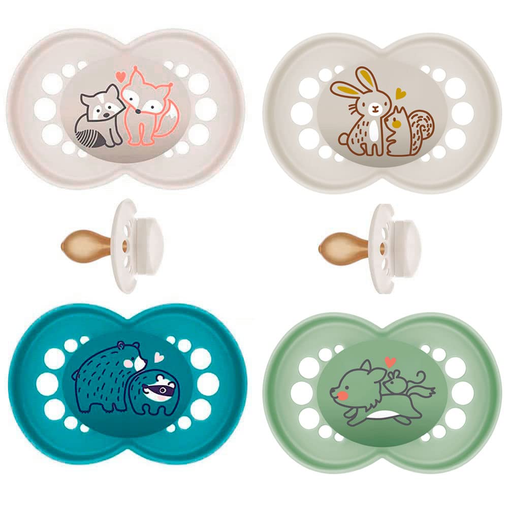 MAM Original Latex Dummy 16+ // City & Colour // Set of 4 // Includes 2 Sterilised Transport Boxes