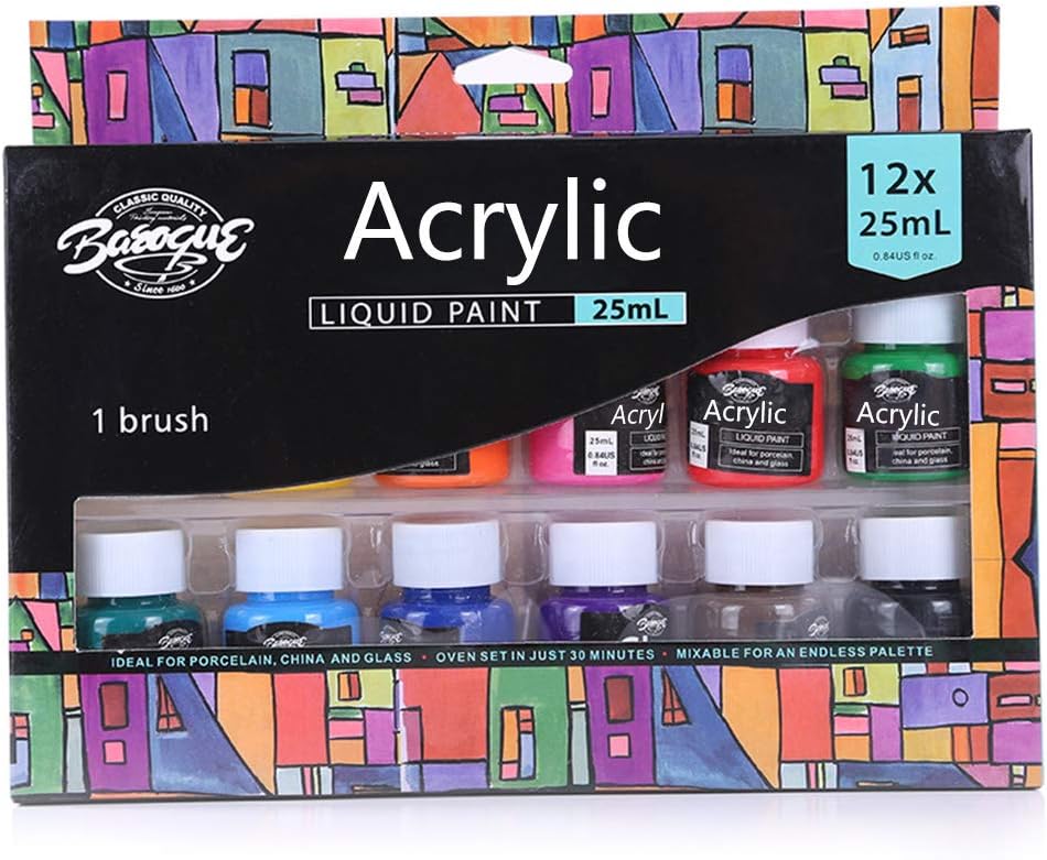 Finger Painting Paints - 12 Colors Body Acrylic Pigment Paint Set, Adult Painting Crafts Art, 25ml