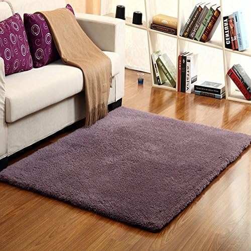 Sytian 120x160cm Rich &amp; Plush Ultra Soft Morden Shaggy Area Rug Bedroom Rug Living Room Sitting-room Carpet Non Slip Baby Care Rug Kids Playing Mat Crawling Pad (Purple Gray)