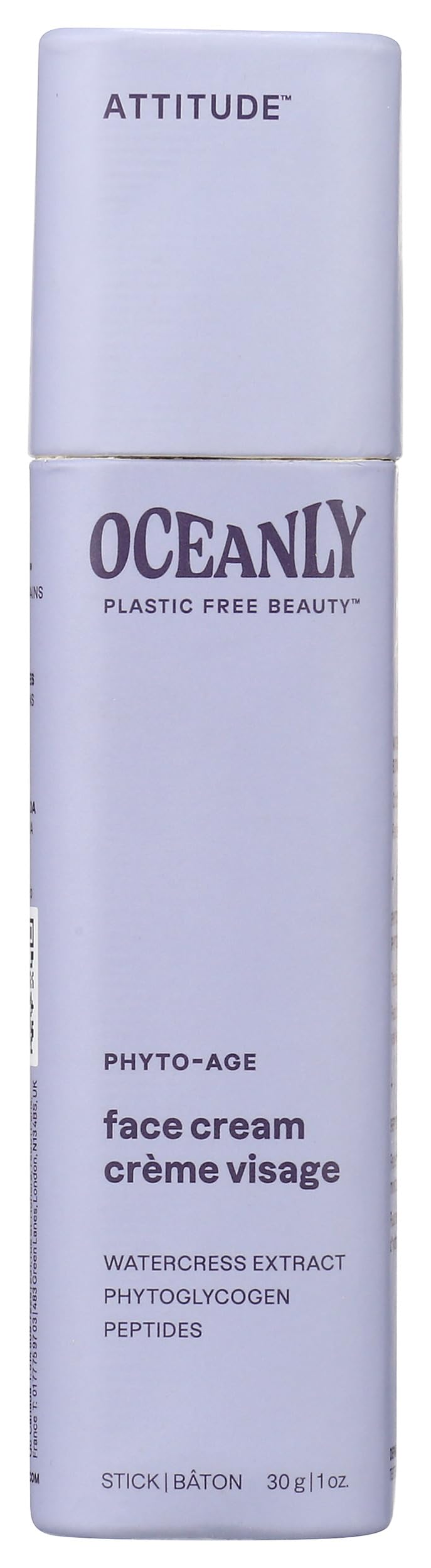 ATTITUDE Oceanly Face Cream Stick, EWG Verified, Plastic-free, Plant and Mineral-Based Ingredients, Vegan Skin Care Products, PHYTO AGE, Unscented, 30 grams