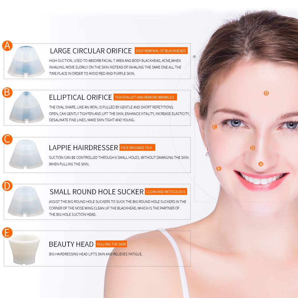 Blackhead Vacuum - Pore Vcauum Blackhead Remover Comedone Extractor Tool and Facial Skin Cleaner Suction Microdermabrasion Machine