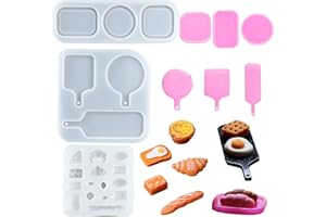 BROVITI Mini Simulation Bread Tray Resin Silicone Mold for Epoxy Resin Casting for DIY Art Craft Mini Dollhouse Kitchen Accessories Display Decoration