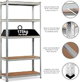 Crystals Denny Shop Heavy Duty 5 Tier Racking Shelf 180x90x40cm view 4