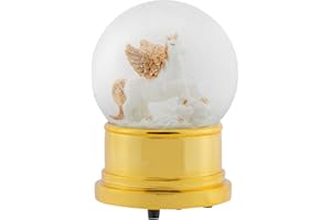 Elanze Designs Flying Unicorn 100MM Sturdy Wind Up Musical Glitter Water Snow Globe Figurine Decoration Plays Tune The Unicorn