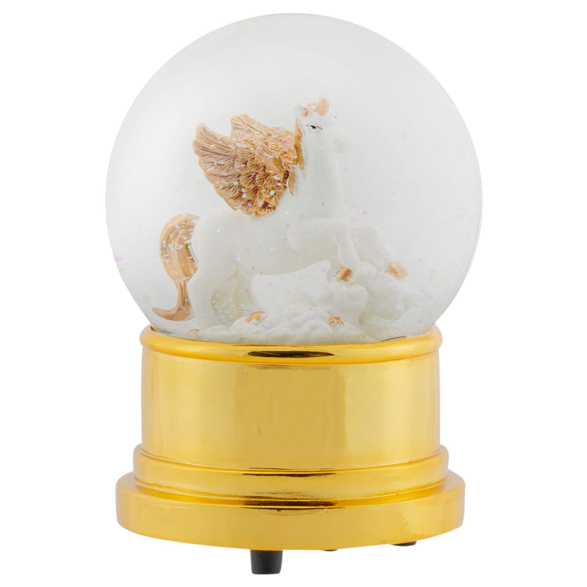 Elanze Designs Pearl White Unicorn 100MM Musical Water Globe Plays Tune You are My Sunshine