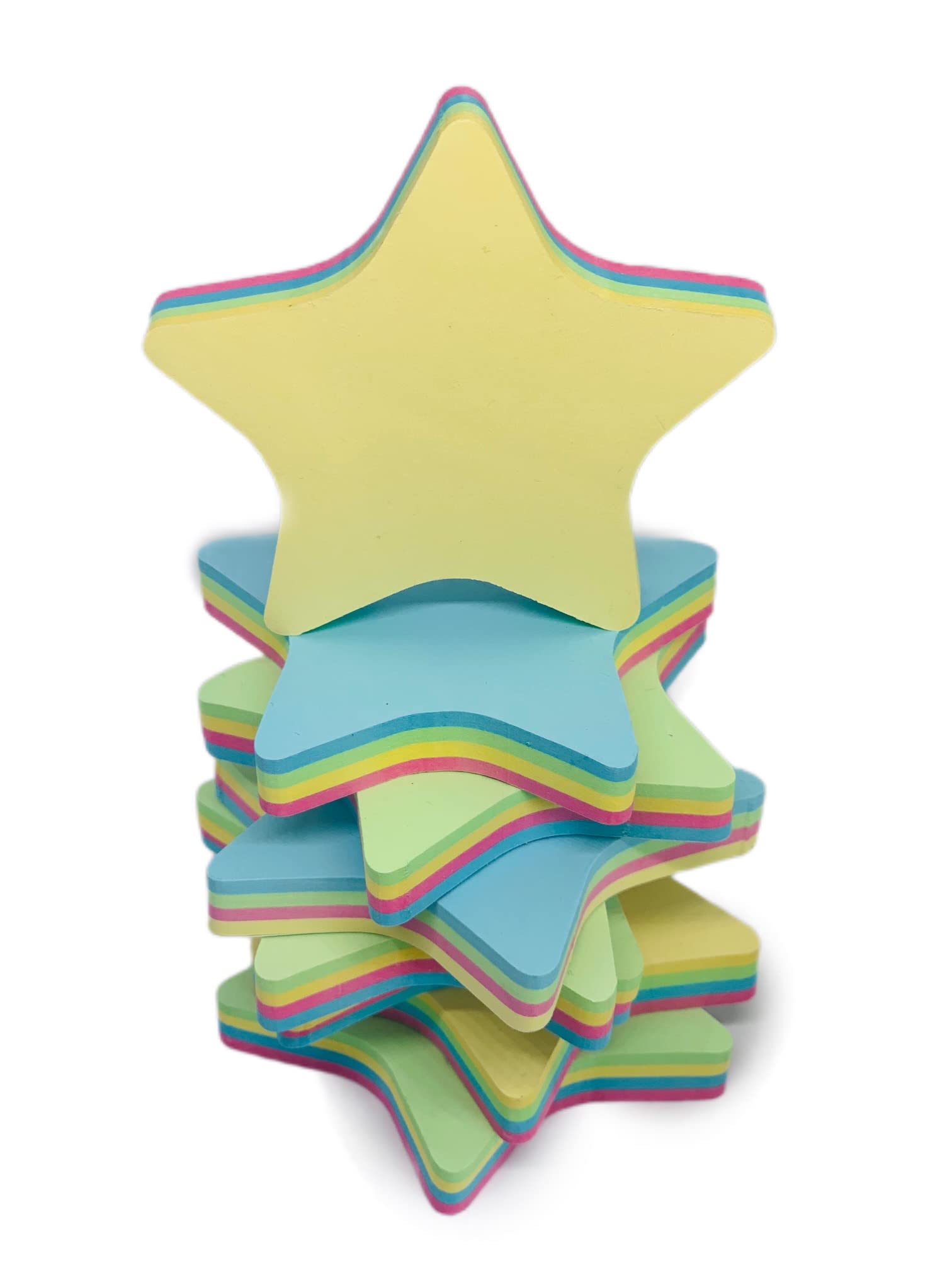 GUMTAPE Star Shaped Sticky Notes 76 mm x 76mm, 8 Pads of 100 Sheets/Pad, Rainbow MixColor Sticky Notes 11502/08. Cute Mixed Colour for Office/Home/Kitchen/Baking/School(8 Pads)