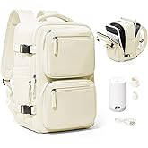 suradar Vacpack Backpack with Vacuum Seal Backpacks Travel Air Back Backpack with Pump Travel Backpacks Compression Bag Men Carry On Bag Flight Approved Women Weekender Hiking Work Daypack Beige