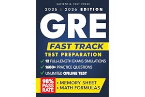 GRE Fast Track: The Ultimate Streamlined Guide to Test Success: 12 Full Exams, Official ETS Questions, Flashcards, Memory Sheets, 1600+ Practice Qs, and Video Lessons