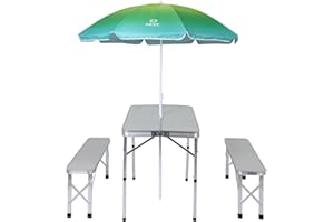 Nice C Camping Table, Folding Picnic Table, Folding Picnic Table Adult, Portable Picnic Table with Umbrella, 2 Benches and Um