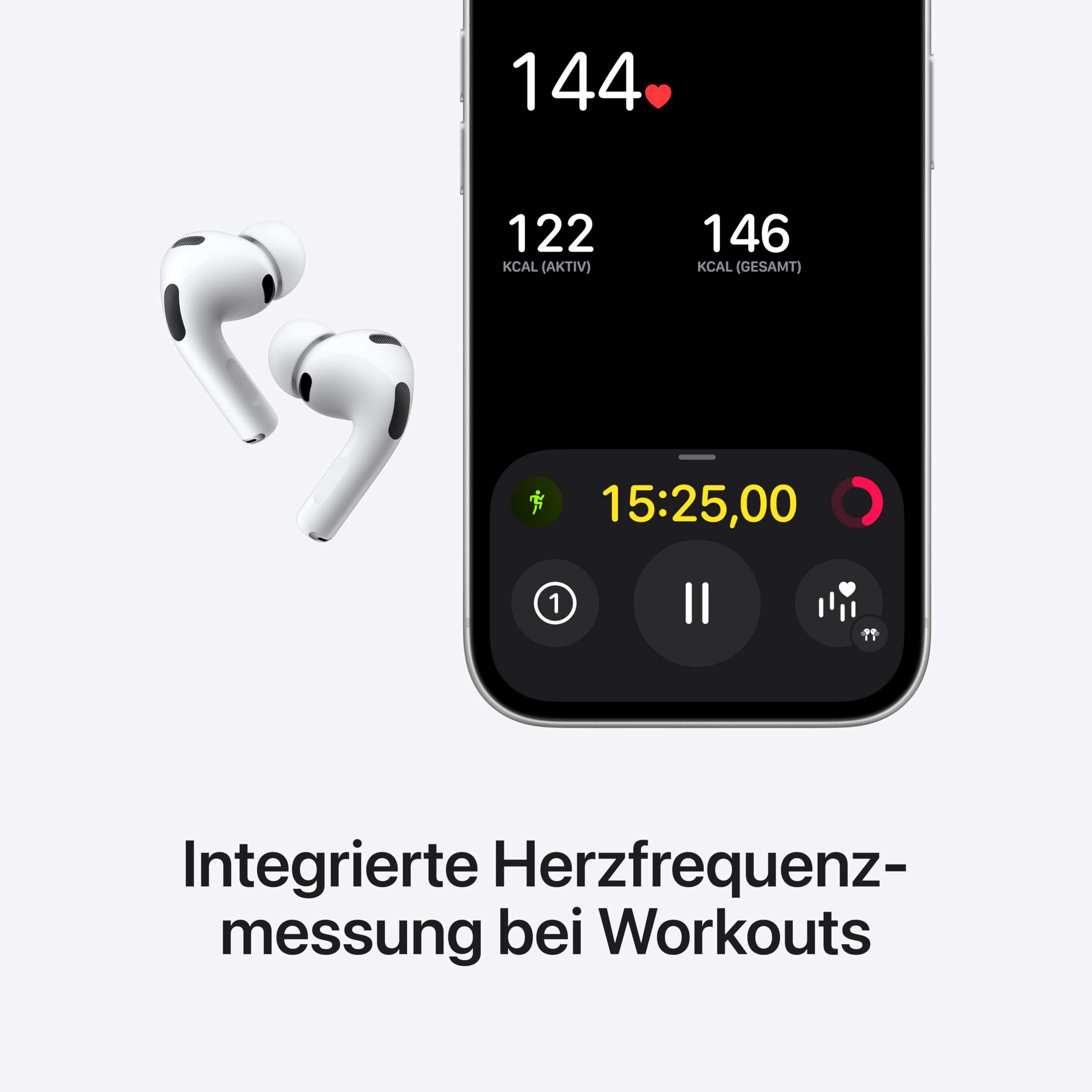 Apple AirPods Pro 3 Kabellose In‑Ear Kopfhörer, Aktive Geräuschunterdrückung, Herzfrequenzmessung, Hörgerätefunktion, Bluetooth Kopfhörer, 3D Audio, Hi‑Fi Sound, Laden über USB‑C 3