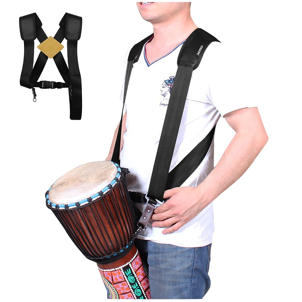 Upgrade Djembe Strap Thick Padded To Release Burden African Hand Drum Carry Strap Djembe Shoulder Strap Harness Sling Belt for Adults, Black