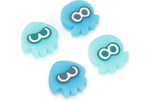 Yocore Splatoon Switch Thumb Grip Caps,Soft Silicone Thumb Grips,Analog Soft Silicone Joystick Caps Stick Caps for Switch/OLED/Switch Lite,4 Pcs-Light Blue