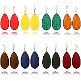 MALOYANVE African Wooden Earrings for Women Unique Ethnic Vintage Bohemian Nature Handmade Wooden Dangle Drop Earrings Lightweight Boho Retro Geometric African Teardrop Wood Statement Earrings Jewelry