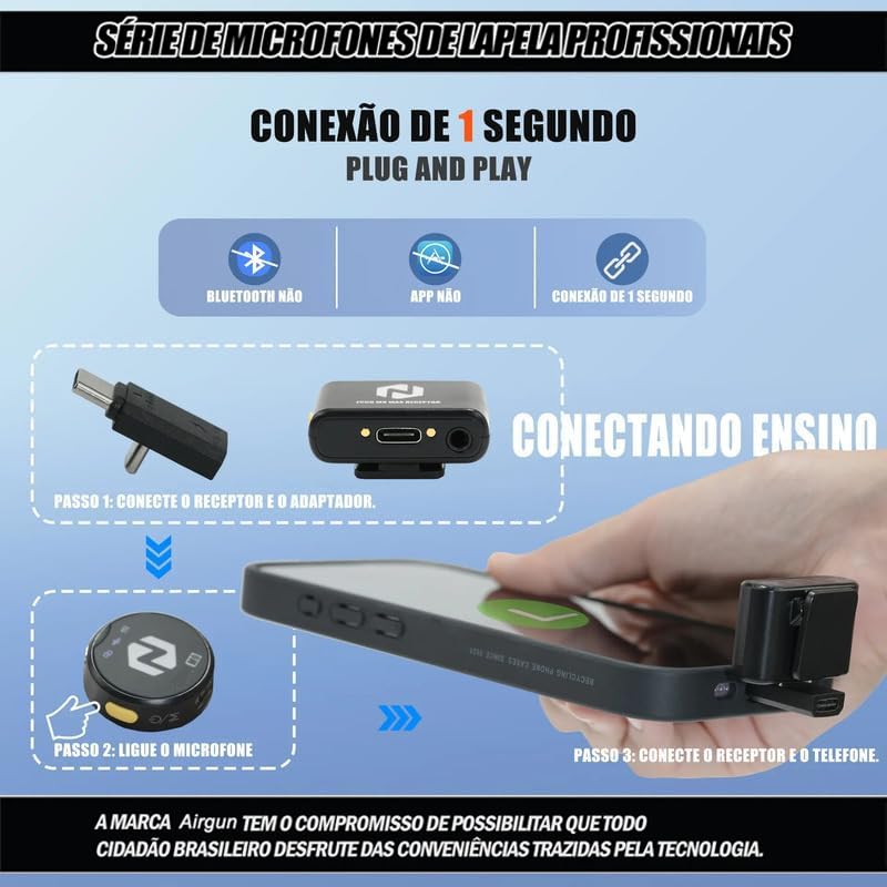 Microfone Lapela Sem Fio Magnético Completo m9 Max para YouTube, TikTok, Podcast e Vlogs