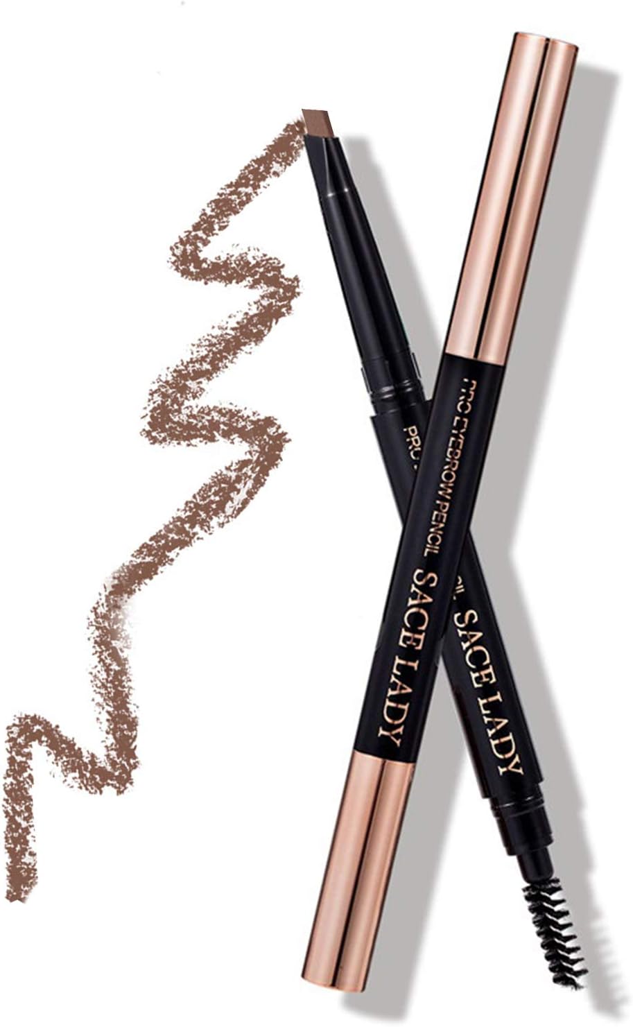 Dark Brown Eyebrow Pencil Rotatable Design with Brush Long Lasting