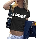 Kelxjia Graphic Baby Tees for Women Y2k 8-Ball Shirt Cute Crop Tops for Teen Girls Aesthetic Emo Clothes 2000s Grunge Shirts