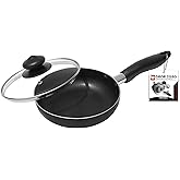 Bene Casa - Black Nonstick Aluminum Frying Pan with Glass Lid (6") - Dishwasher Safe for Easy Cleaning