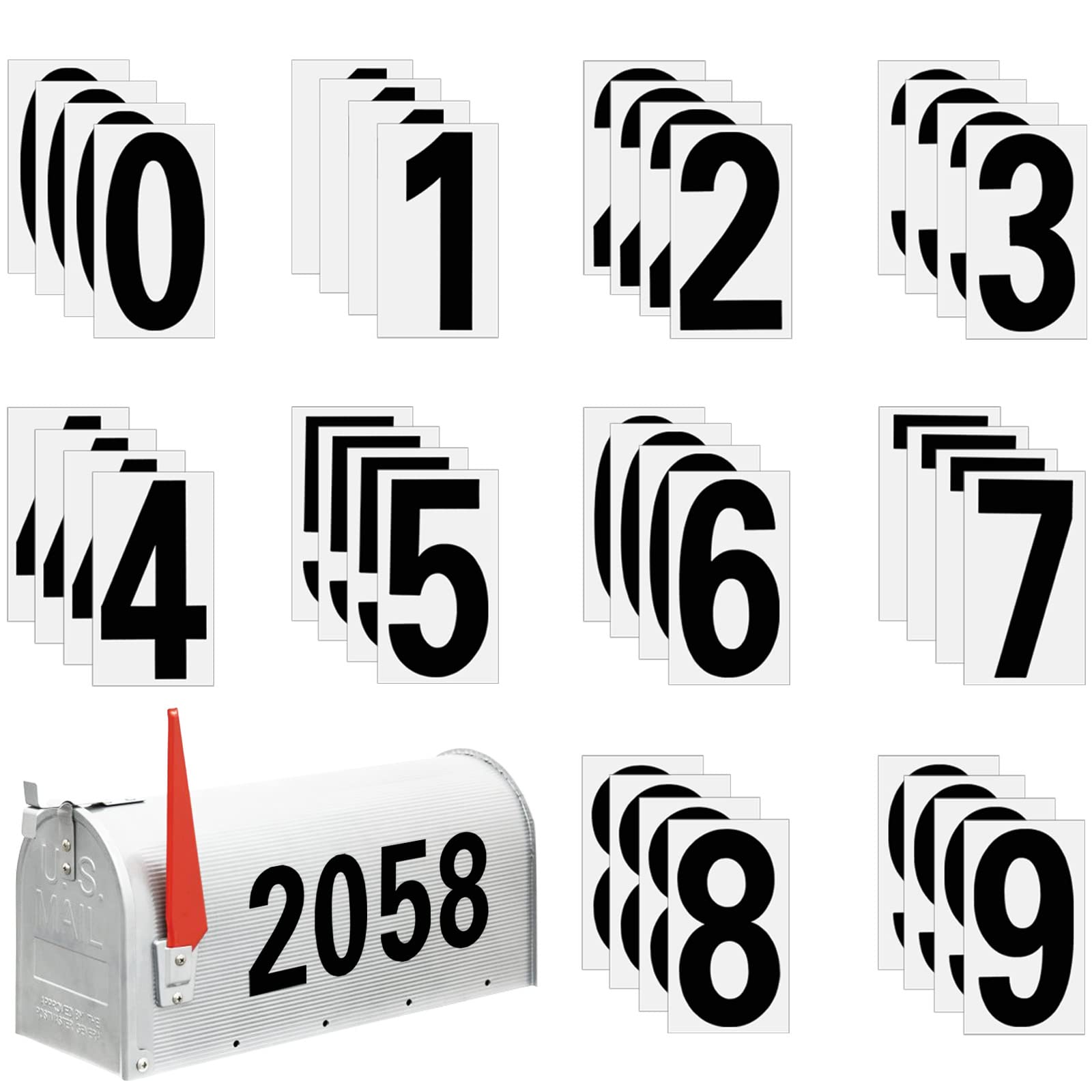 Mailbox Numbers for Outside, 4 Sets Large 4 inch