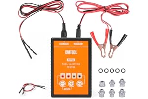 CMTOOL Fuel Injector Tester Kit, Gasoline Diesel 5V 12V 24V 70V 120V Fuel Injector Tester Pulse Tool, for EFI PFI FSI TFSI GDI Peizo, 5 Pulse Modes, 6 Adapters