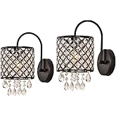 Maxax Crystal Wall Sconce, Modern Indoor Wall Lamp, Vanity Lighting Fixture with Lattice Drum Shade, ETL Listed, for Living R