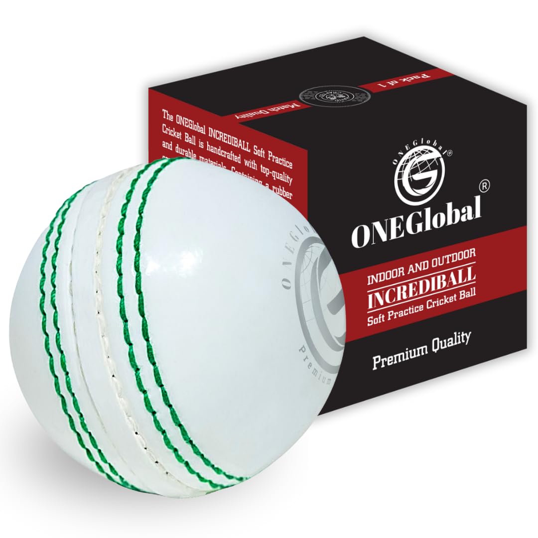 ONEGlobal Incrediball Soft Practice Cricket Ball | Outdoor & Indoor Rubber Cricket Ball With Core & Stitched Seam | For Practice, Training & Family Fun | Senior & Junior Size (1 White, Senior) — image 1