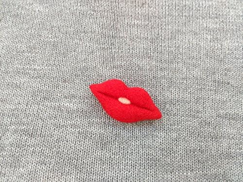 Red lips brooch, Needle felted lips, Valentine day gift, Lips jewellery, Denim jacket pin, Teen girl jewelry