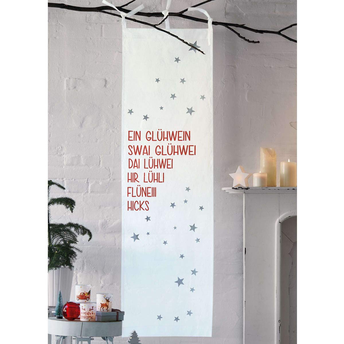 Pureday Organdy Vorhang Gluhli Mit Silberfarbenem Folien Print