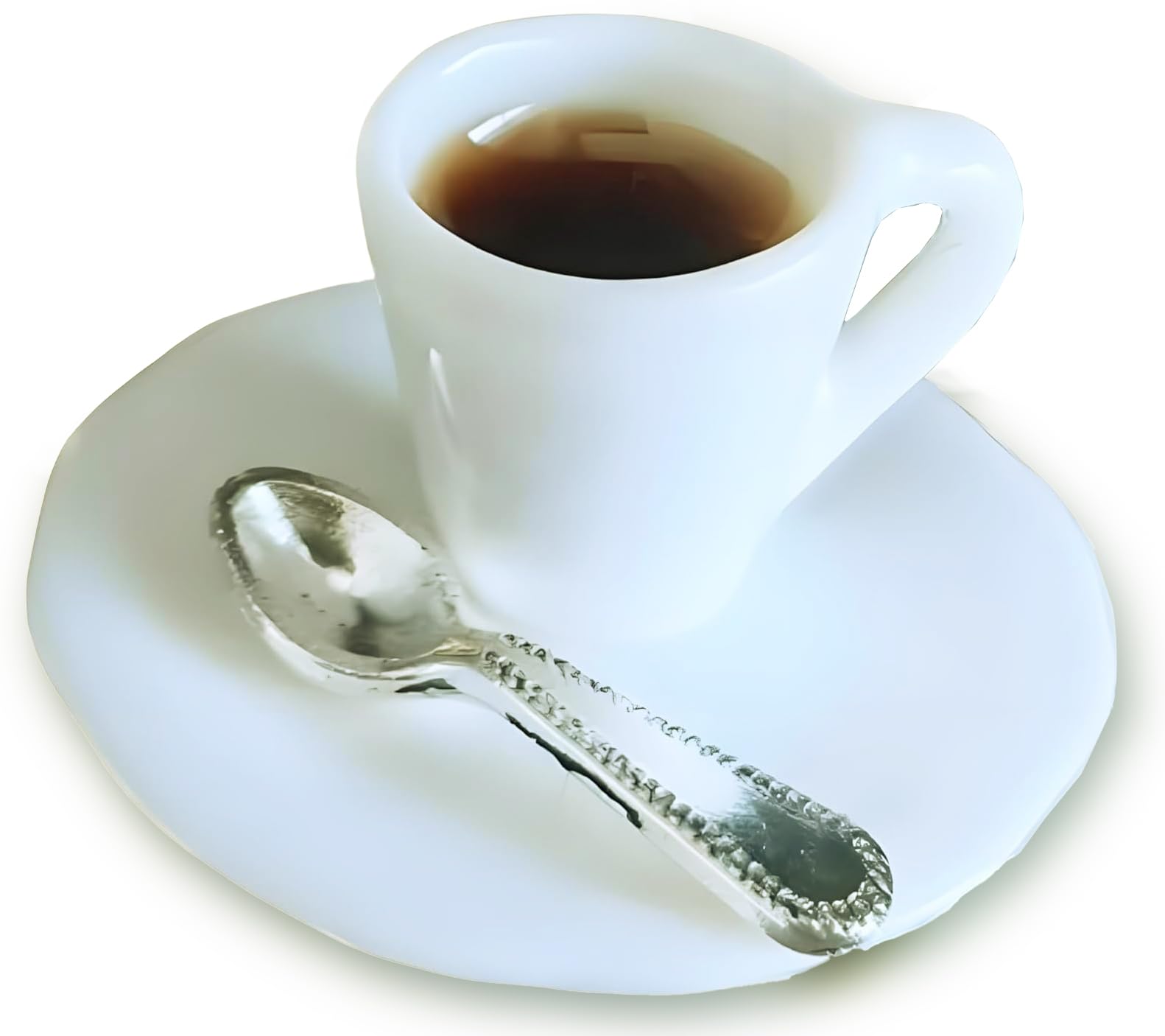 Photo 1 of 1:12 Scale Miniature Coffee Cup with Spoon and Plate – 1 Set Dollhouse Scene Accessory for DIY Summer Table Setting, Desktop Display, Realistic Resin Mug Prop for Relaxation-Themed Mini Décor