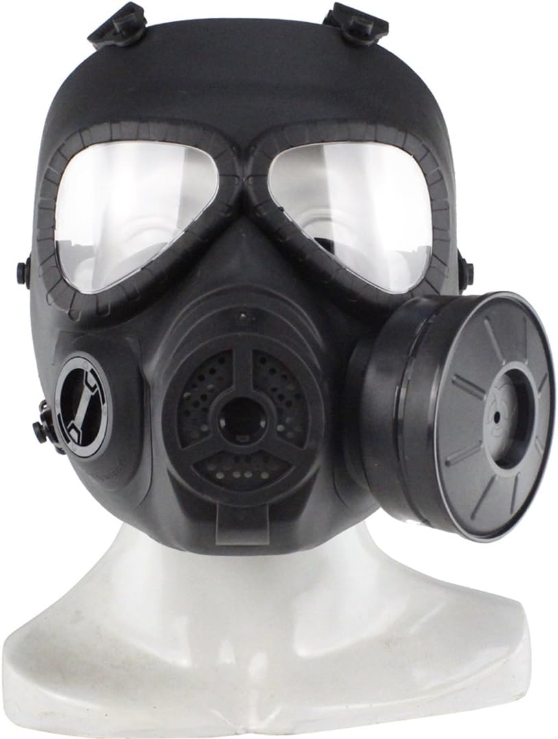 PeleusTech WST Head Mask Full Face Single Canister Electric Ventilative Biochemical Gas Mask[No Actual Anti-Virus Function] Toys Masks for Children, Cosplay,Halloween and Party - (Black)
