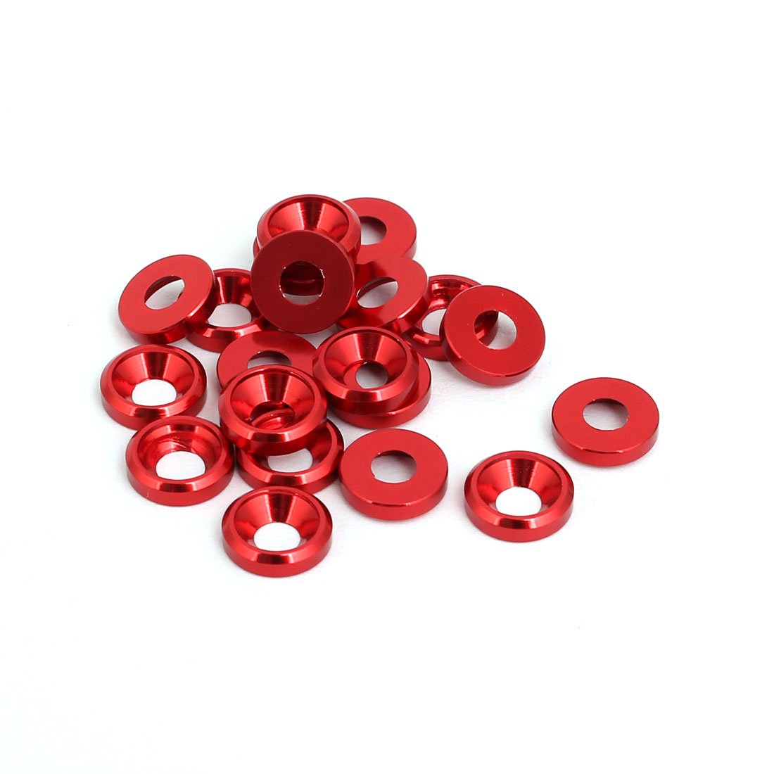 Sourcingmap M3 Aluminium Alloy Cup Head Engine Bay Bumper Washer Red 20pcs